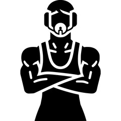 Wrestler Silhouette Vector Icon - 3