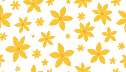 Obraz premium A cheerful, vibrant pattern of large, yellow flowers on a white background.