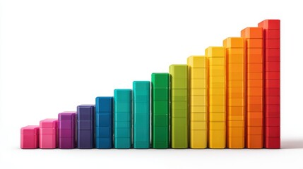 Fototapeta premium A bar chart clipart, business growth element, colorful 3D illustration, bold design, isolated on white background.