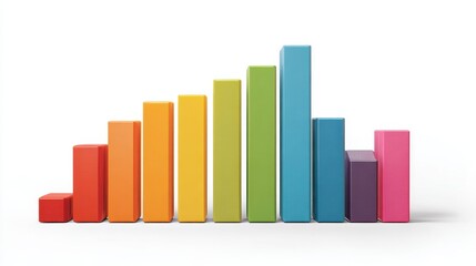 A bar chart clipart, business growth element, colorful 3D illustration, bold design, isolated on white background.