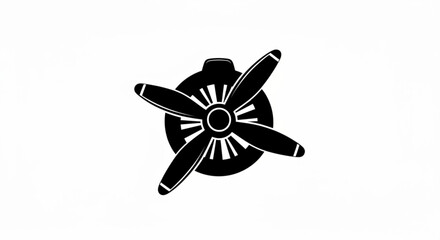Obraz premium A black and white illustration of a propeller with four blades and a circular engine design element created with generative ai