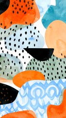 Abstract watercolor shapes, organic forms, and dots