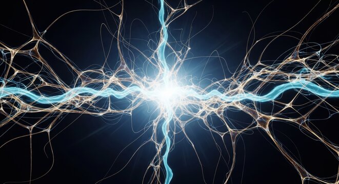 Leuchtender Energieimpuls in einem neuronalen Netzwerk