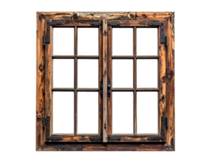 Old wooden window  isolated on a transparent background.