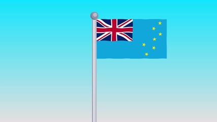 Tuvalu Flag Waving in the Wind On Blue Sky Background
