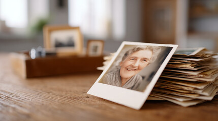 Nostalgic memories: a stack of vintage photos revealing cherished moments