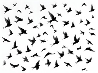 Fototapeta premium A flock of swallows soars gracefully through the sky in a stunning display of natural avian beauty.