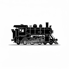 Silhouette illustration of a vintage steam locomotive train with detailed wheels and connecting rods design created with generative ai