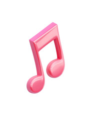 Pink music note icon with glossy finish, symbolizing love song and romantic melody in vibrant and playful style