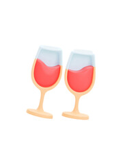 Two stylized wine glasses with red liquid clinking together in cheerful celebration concept illustration