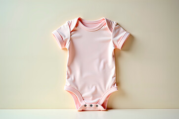 Folded Baby Bodysuit on Neutral Background - Newborn Clothing