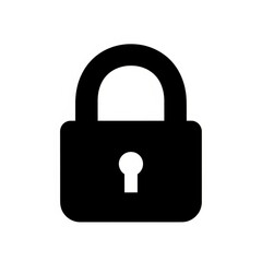 Illustration of a closed black padlock with a keyhole on a white background security concept image