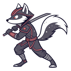Galactic Fox Ninja Vector &ndash; Cosmic Cartoon Illustration for Trendy T-Shirts