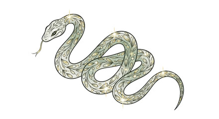 Obraz premium Elegant and Mystical Serpent with Silvery Scales and Enchanting Glow on Black Background