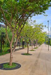 Medellin, Antioquia, Colombia. September 14, 2025. Parques del Rio is a linear park of 71,800...