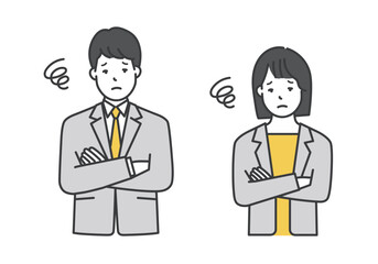 不満・困り顔の男女ビジネスパーソン