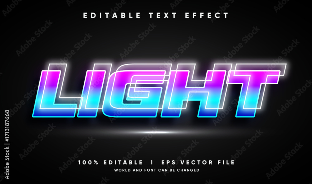 Poster light vector text effect with modern style