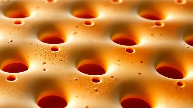 Macro Cheese: A mesmerizing close-up of cheese, its texture and the intricate details of holes bathed in a warm, inviting light. This evokes a sense of warmth and simplicity. 