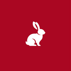 Cute rabbit logo icon flat vector design