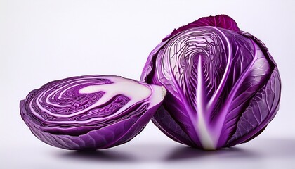 Fototapeta premium Purple Cabbage Isolated On White Background