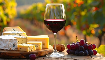 Wine and cheese pairing, outdoors