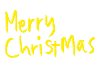 A simple digital illustration with the text "Merry Christmas" written in a stylized, bold yellow font against a transparent background