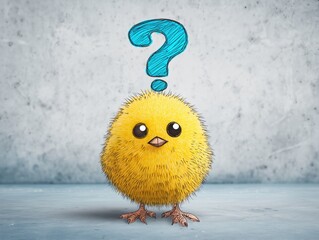 Confused Chick with Big Question Mark – Help and FAQ Concept