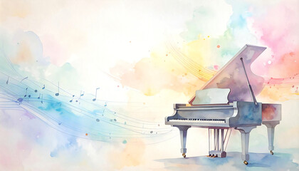 音楽が奏でる演奏イメージ。音符。音楽会のイメージ背景。Musical performance image. Musical notes. Concert image background.