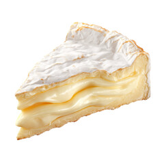 Isolated Brie Cheese Wedge Cutout PNG File