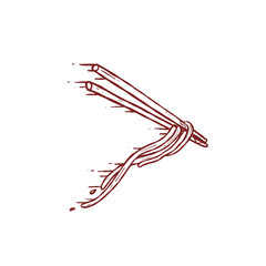 fast flying moving chopstick with noodle drawn style illustration