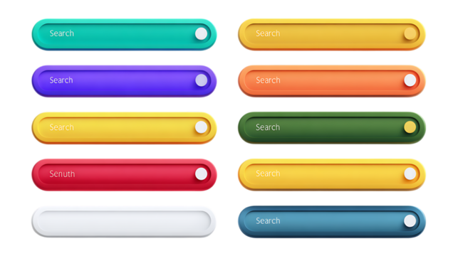 Colorful search bar title UI isolated on white background