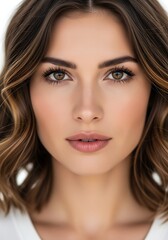 Beautiful Young Woman with Brown Hair and Eyes Posing for a Portrait