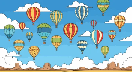 Fotobehang Luchtballon Colorful hot air balloons floating in a bright blue sky  © fackul