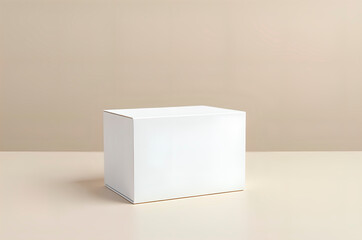 Blank White Cardboard Box on Minimalist Beige Background for Pro