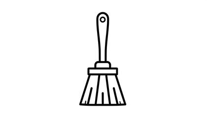 A simple black line drawing of a broom, angled against a plain white background.