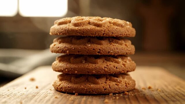 Close up Belgian speculoos cookies spiced aroma cinematic UHD handheld European dessert lifestyle stock video. spiced biscuit scent macro gingerbread fragrance filmic