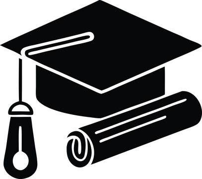 Academic achievement graduation cap tassel and rolled diploma certificate symbol representing education success and scholastic accomplishment