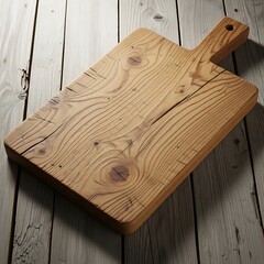 Rustic Wooden Cutting Board on White Wooden Surface