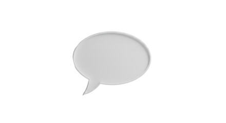 3D Render of a Blank White Speech Bubble, Communication Concept, Minimalist Design, Empty Dialog Box for Text or Message, Social Media Icon, Chat, Conversation, Comment, Digital Communication, We