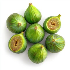 A delightful arrangement of fresh green figs, showcasing their unique texture and natural colors.