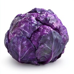 Obraz premium Vibrant purple cabbage with glossy leaves, showcasing its intricate texture and rich color.