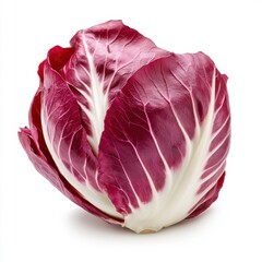 Obraz premium Fresh red radicchio lettuce with vibrant leaves and crisp texture, perfect for salads.