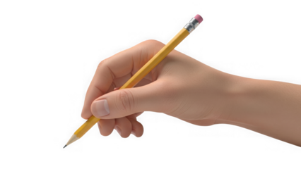 Hand Holding Yellow Pencil Closeup