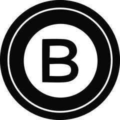 Bold black letter b inside concentric circles simple minimalist icon represents beginning brand or business element