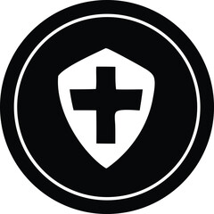 Christian shield cross icon medical health care protection symbol elegant simple graphic design