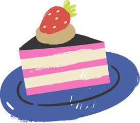 Crayon Layered Cake Slice with Strawberry