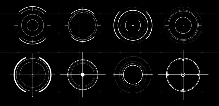 HUD target or aim pointers white . Vector illustration	