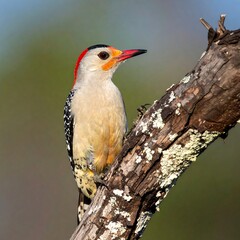 Close-up woodpecker on branch