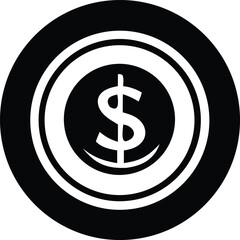 Simple dollar coin icon with central currency symbol for financial and business concepts