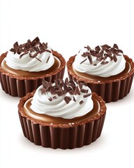 Delicious chocolate mousse cups topped with whipped cream and chocolate shavings, perfect for dessert lovers.